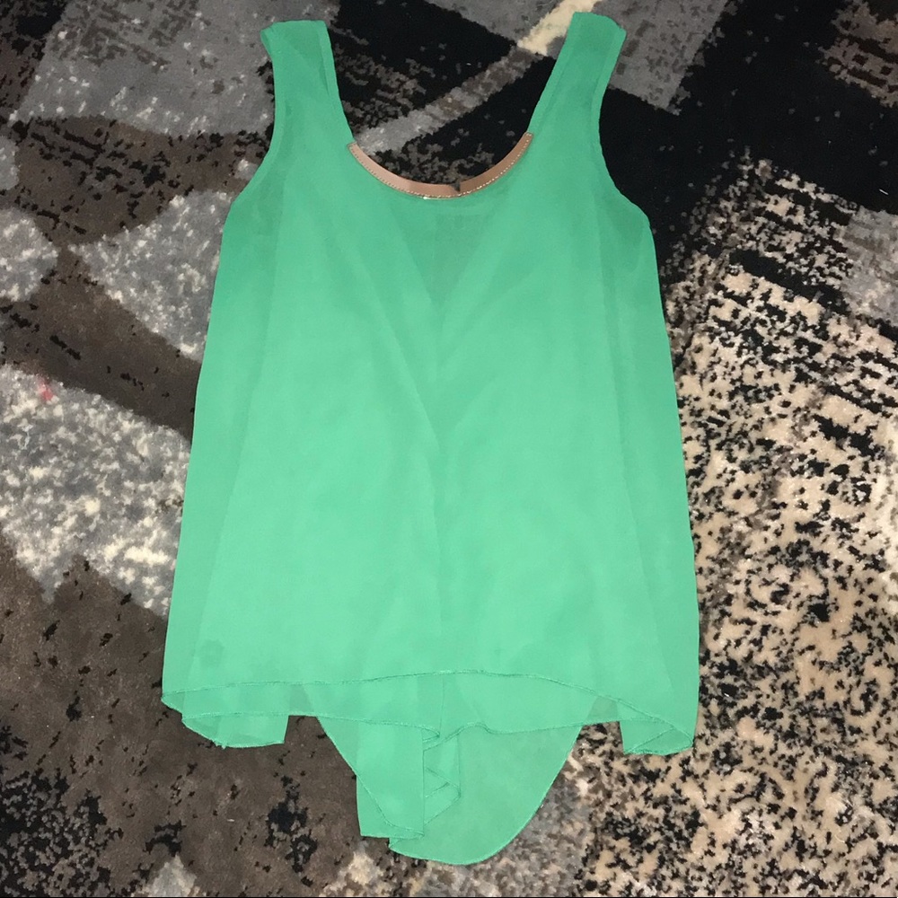 Gold collared green blouse
